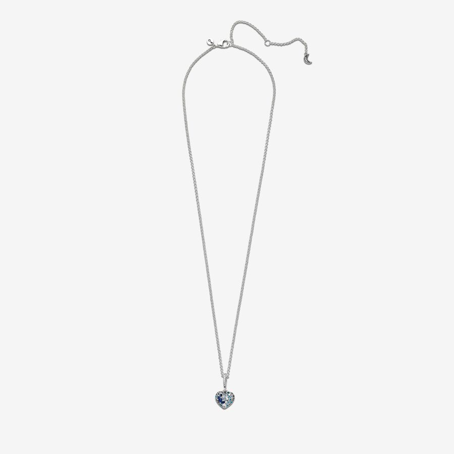 Colar Sparkling Blue Moon & Stars Heart