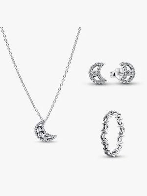 Conjunto de presente Colar, Brincos e Anel Lua Crescente