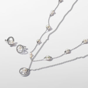 Colar Treated Freshwater Cultured Pearl & Pavé